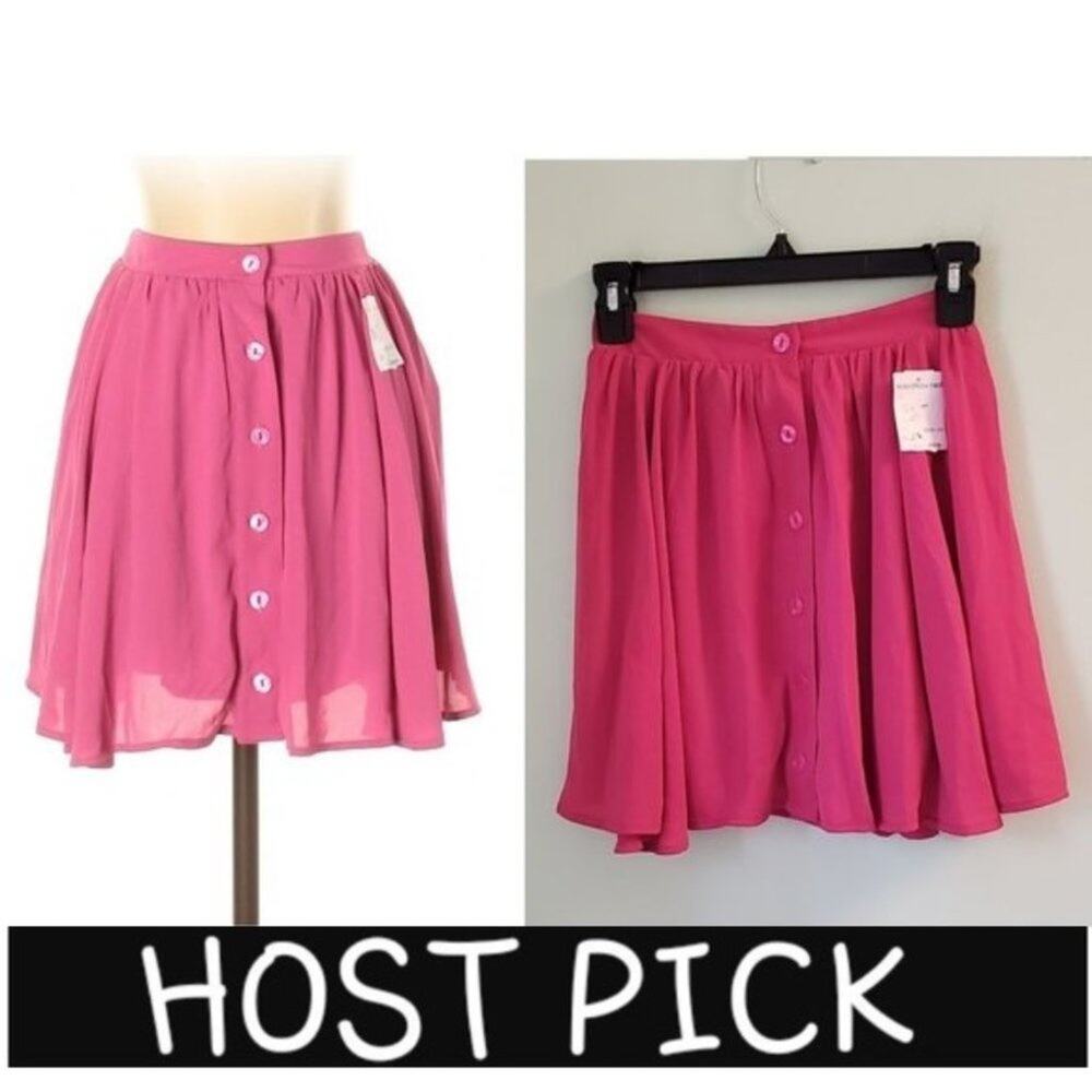 NWT! Mink Pink Casual Pink Button Front A-Line Mini Skirt Size XS